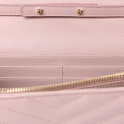 Saint Laurent Grain De Poudre Matelasse Chevron Monogram Chain Wallet Pale Blush 5 of 13
