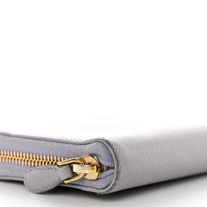 Prada Saffiano Metal Zip Around Wallet Grey 9 of 13