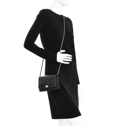 Chanel Lambskin Quilted Boy Wallet On Chain WOC Black 2 of 7