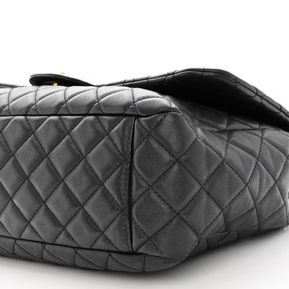 Chanel Metallized Calfskin Quilted Small XXL Travel Flap Bag Black 10 of 10