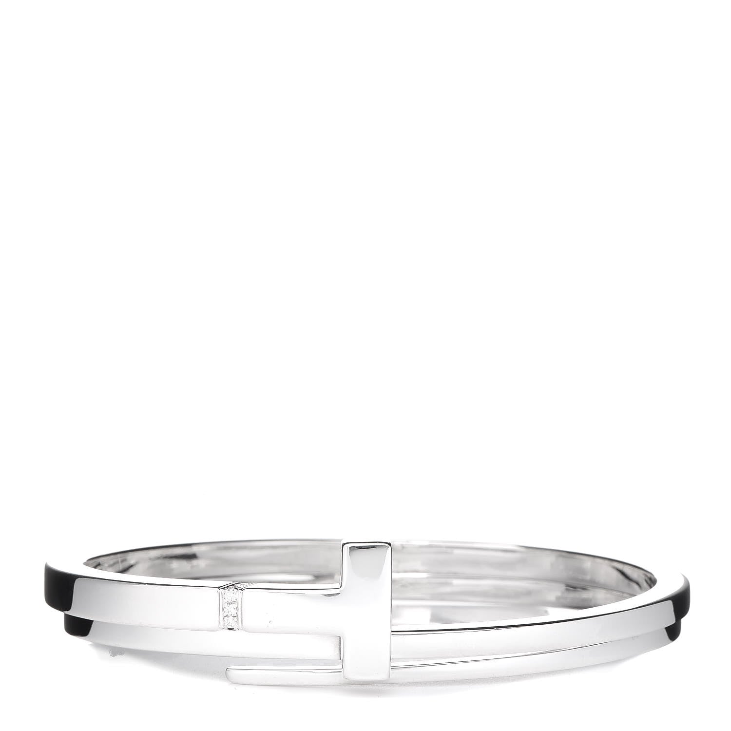 Tiffany Sterling Silver Diamond T Square Wrap Bracelet 1 of 4