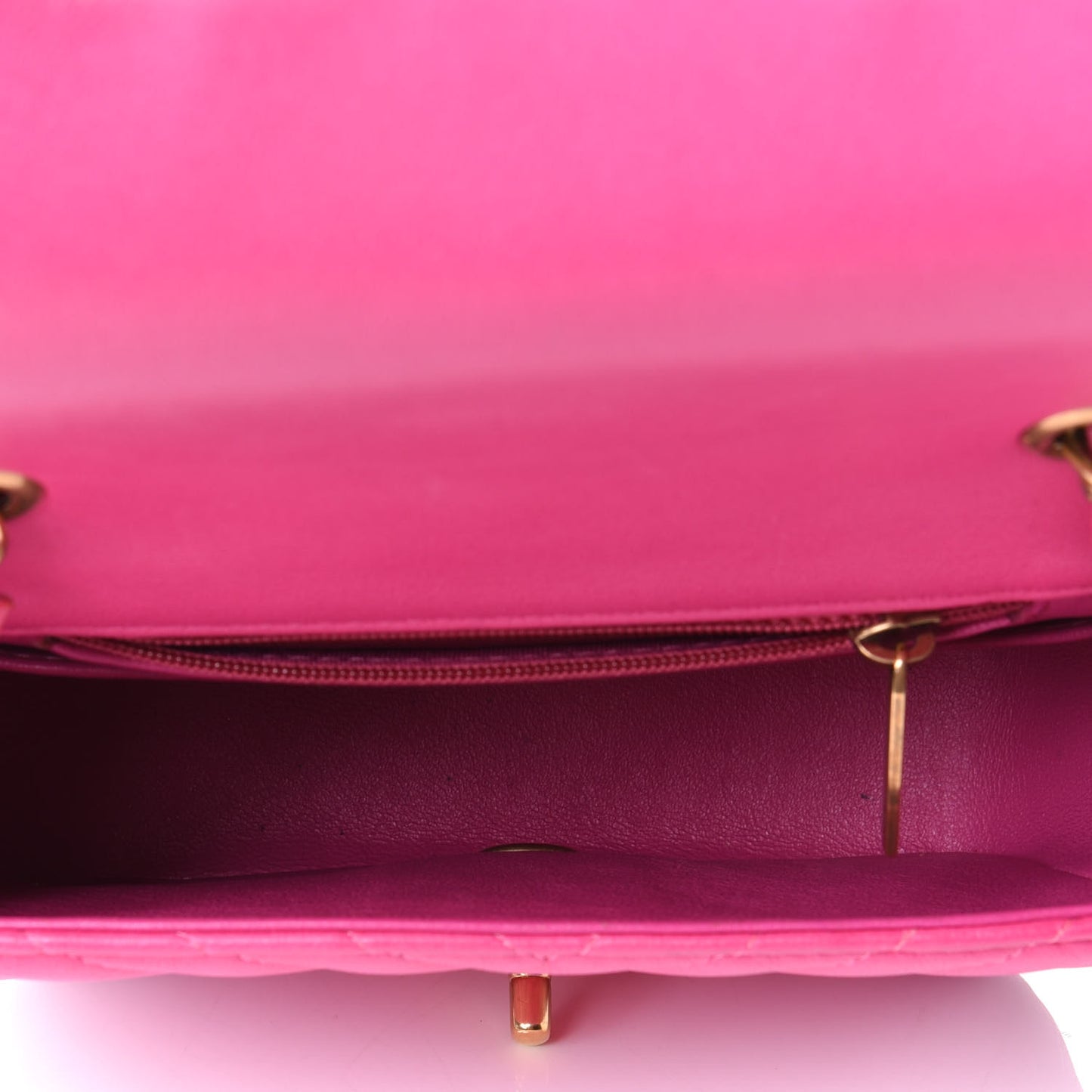 Lambskin Chevron Quilted Mini Square Flap Fuchsia