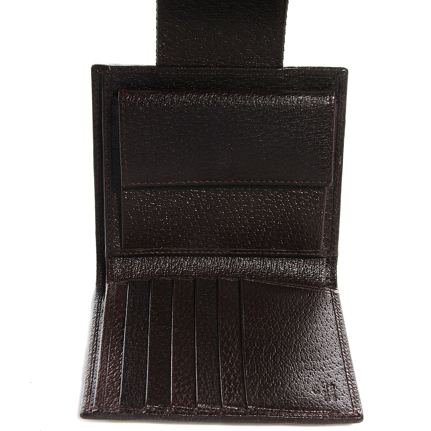 Gucci Monogram Ladies Web French Flap Wallet Dark Brown 6 of 9