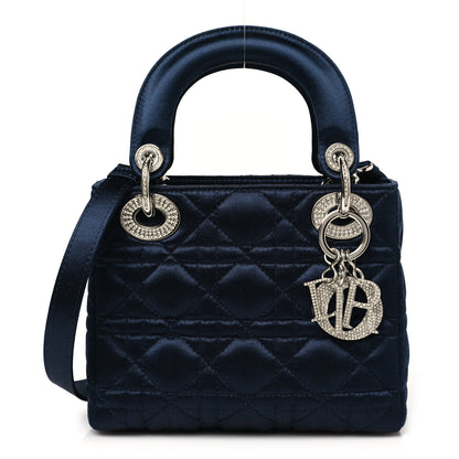 Christian Dior Satin Crystal Cannage Mini Lady Dior Navy 1 of 10