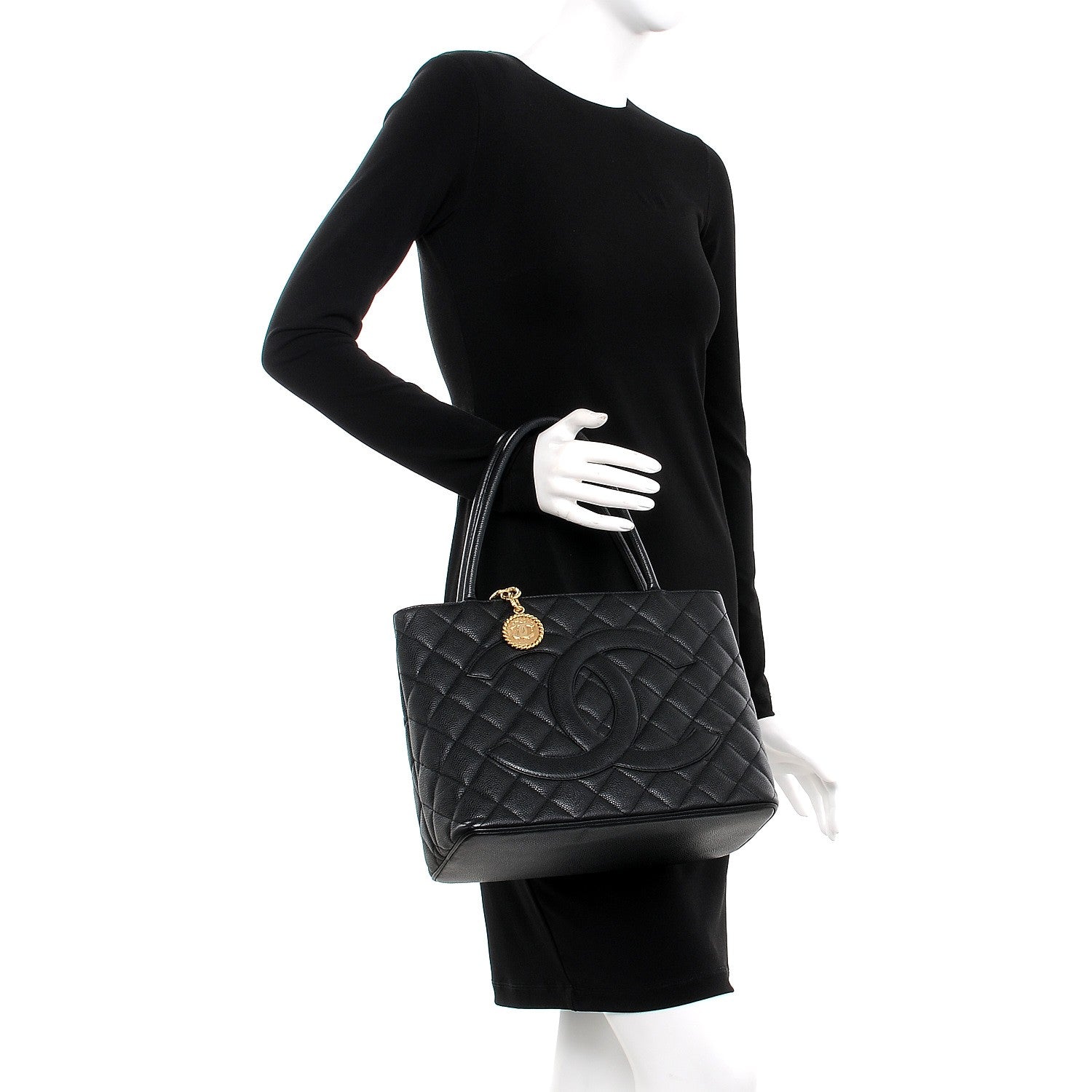 Chanel Caviar Quilted Medallion Tote Black 2 of 7