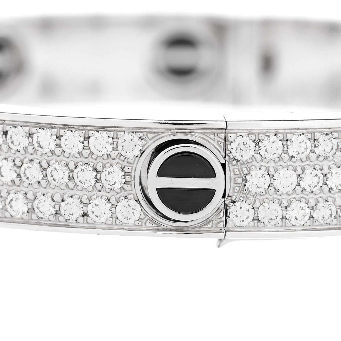18K White Gold Diamond Ceramic LOVE Paved Bracelet 16