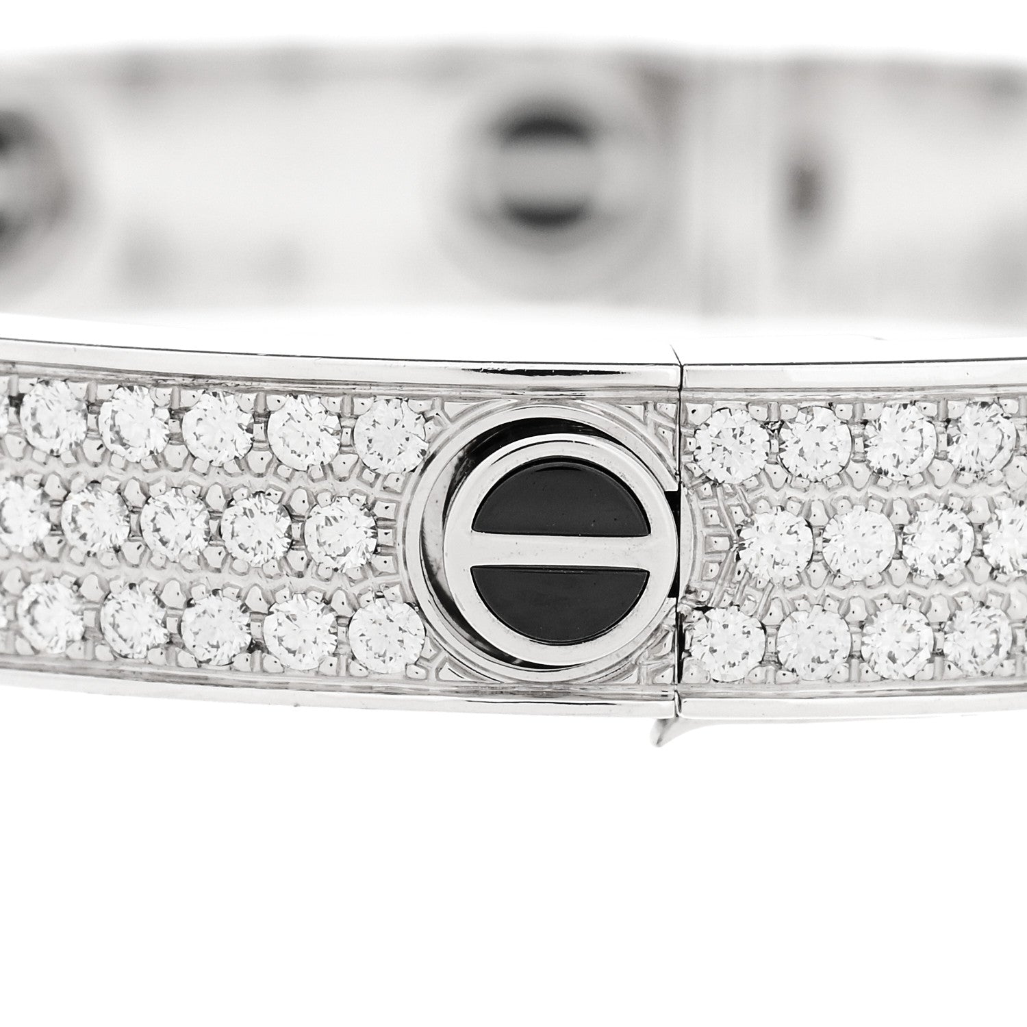 Cartier 18K White Gold Diamond Ceramic LOVE Paved Bracelet 16 5 of 7