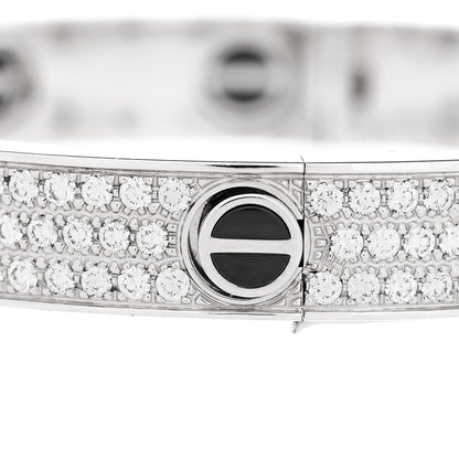 Cartier 18K White Gold Diamond Ceramic LOVE Paved Bracelet 16 5 of 7