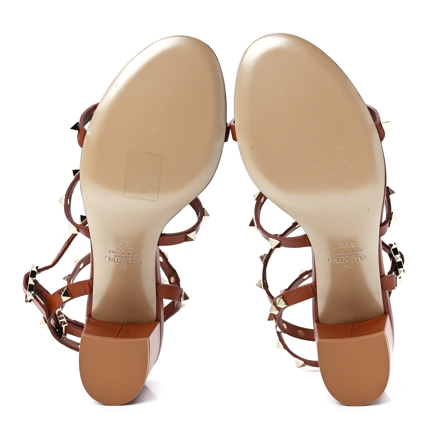 Valentino Garavani Calfskin Rockstud 60mm Caged Sandals 39.5 Light Cuir 5 of 7