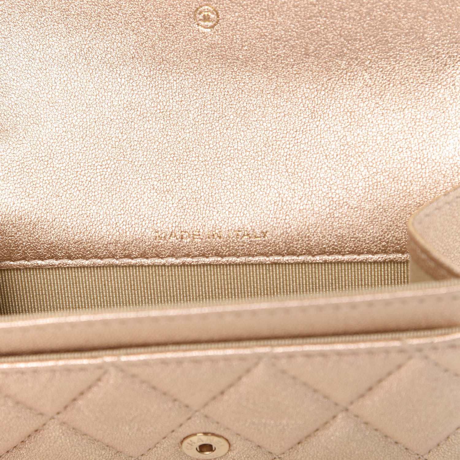 Chanel Metallic Lambskin Quilted Flap Card Holder Wallet Gold 7 of 9