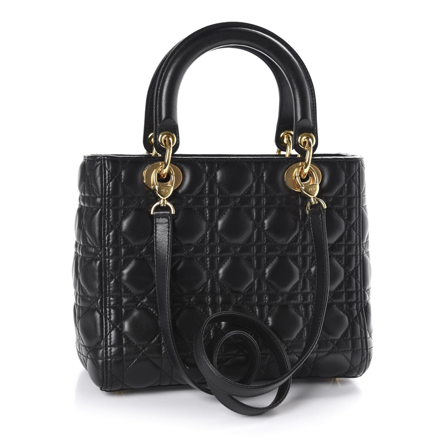 Christian Dior Lambskin Cannage Medium Lady Dior Black 3 of 13