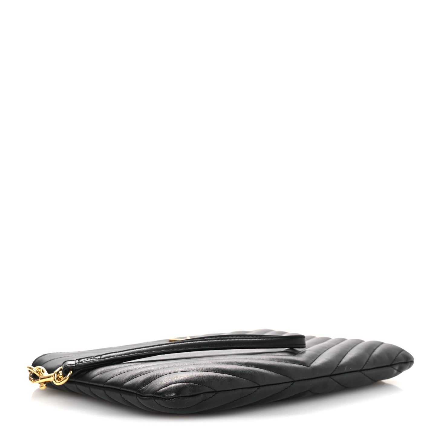 Calfskin Matelasse Chevron Monogram A5 Wristlet Black