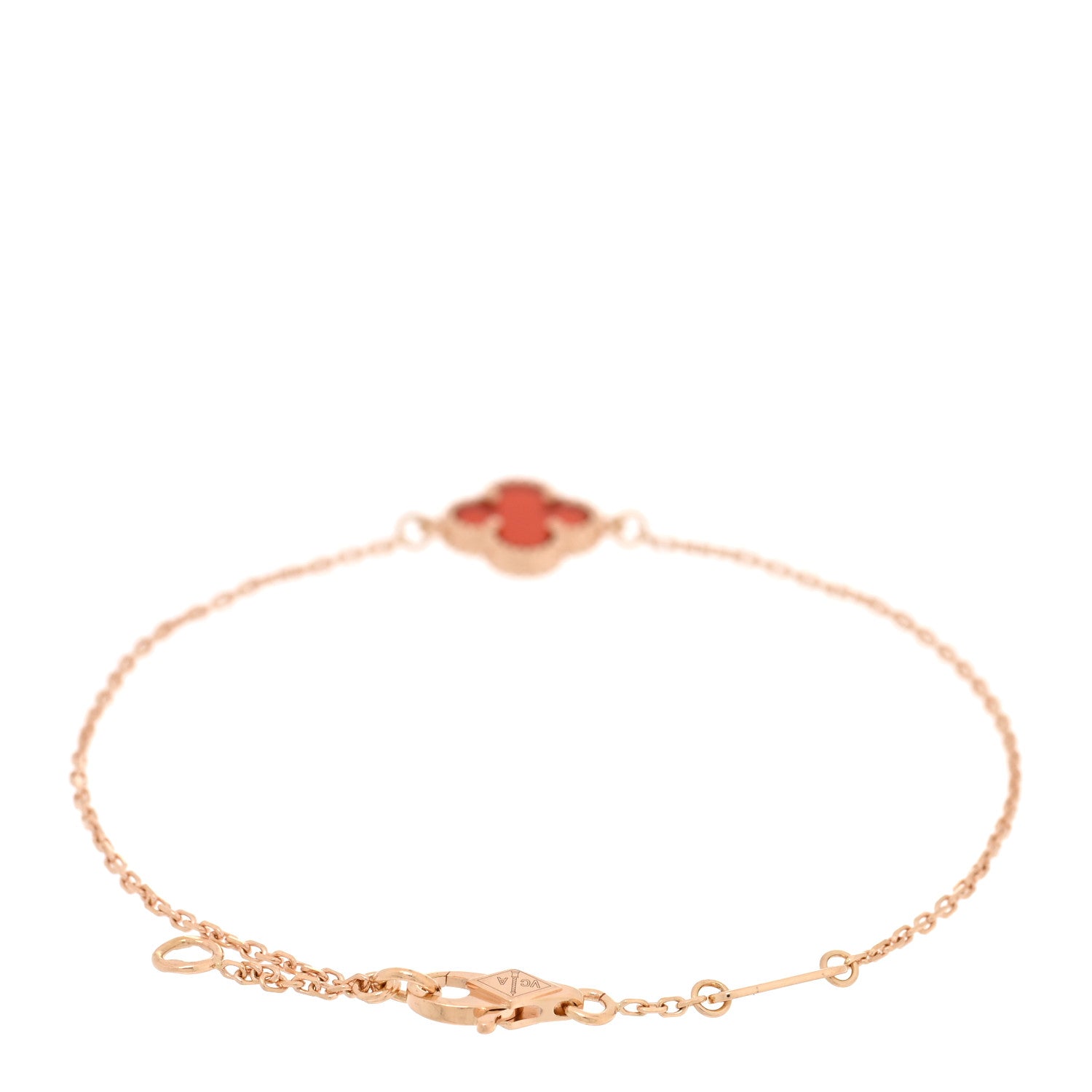 Van Cleef & Arpels 18K Rose Gold Carnelian Sweet Alhambra Bracelet 2 of 4