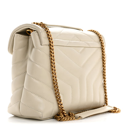 Saint Laurent Calfskin Y Quilted Monogram Small Loulou Chain Satchel Crema Soft 3 of 14