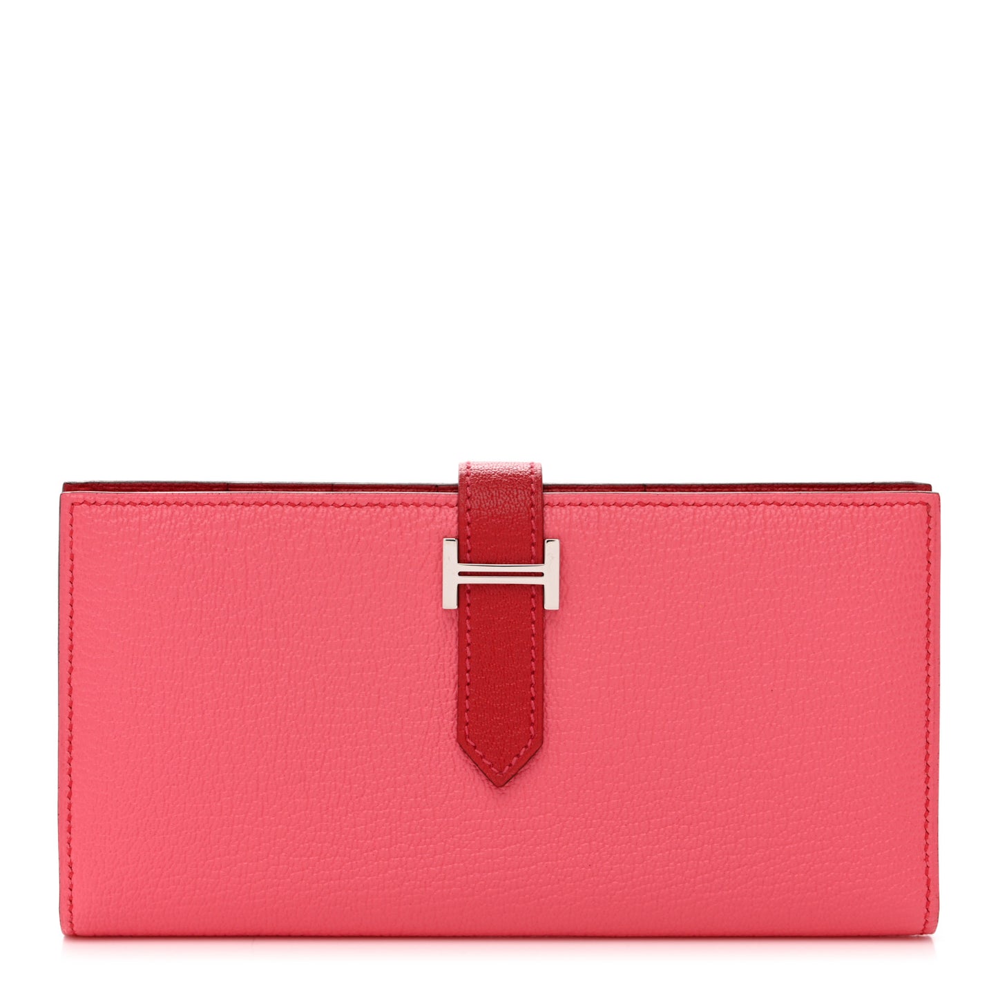 Chèvre Mysore Bi-Color Bearn Gusset Wallet Rose Lipstick Rouge Casaque