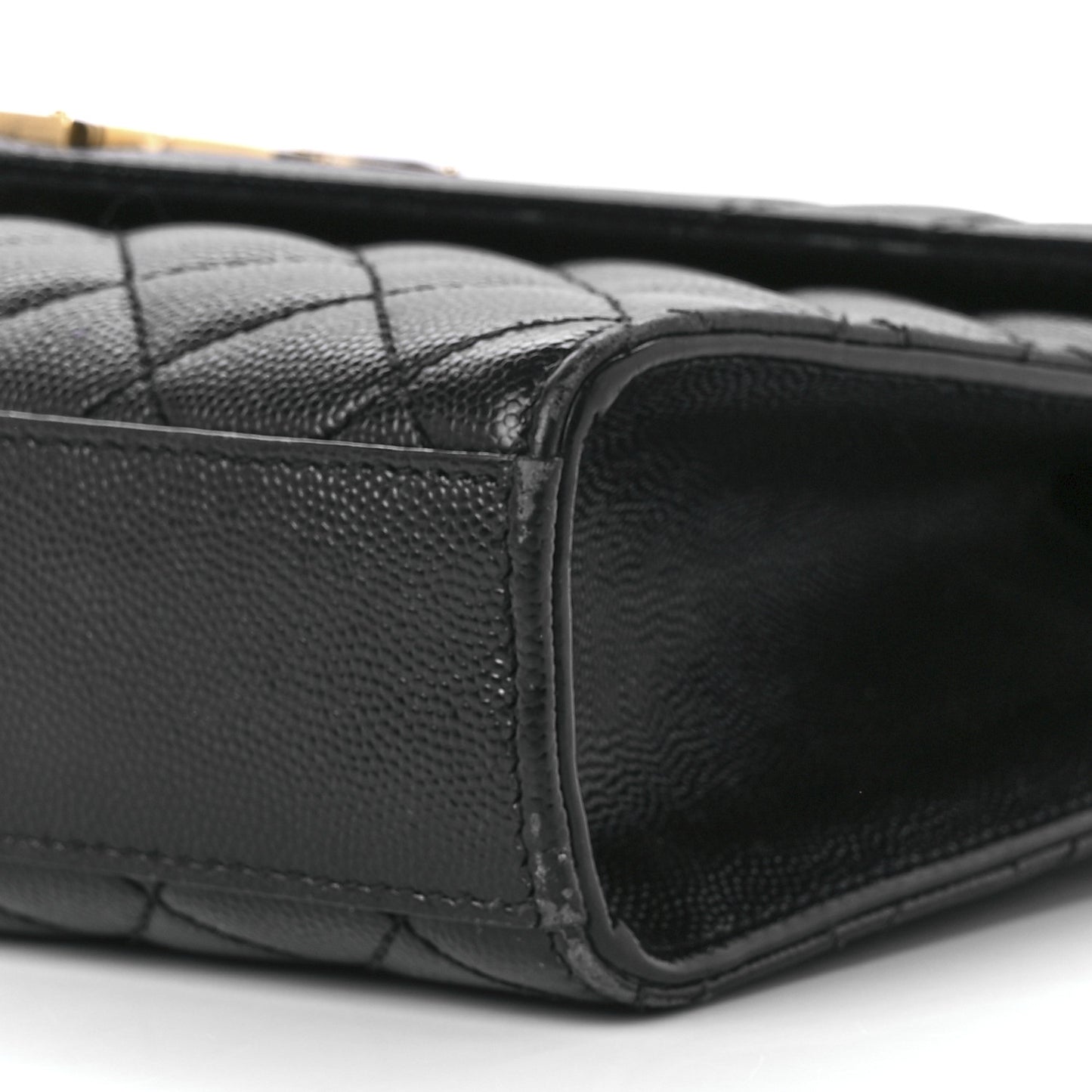 Grain De Poudre Textured Mixed Matelasse Triquilt Medium Monogram Satchel Black