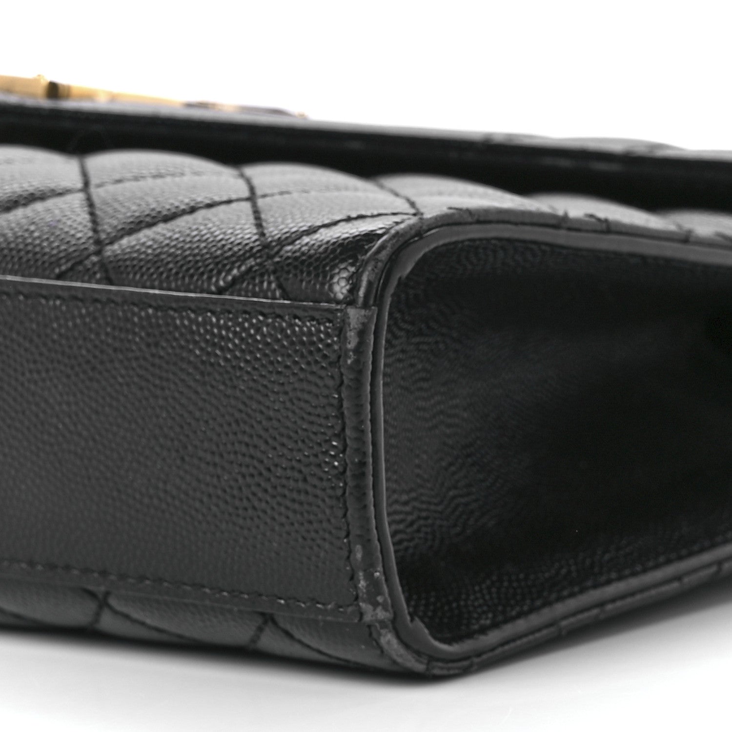 Saint Laurent Grain De Poudre Textured Mixed Matelasse Triquilt Medium Monogram Satchel Black 11 of 11