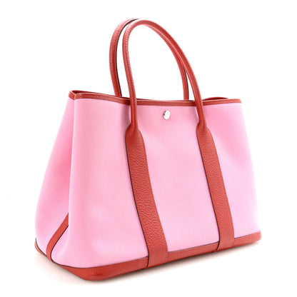 Hermes Toile Militaire Vache Country Garden Party Tote 36 Bubblegum Rouge Duchesse 3 of 9