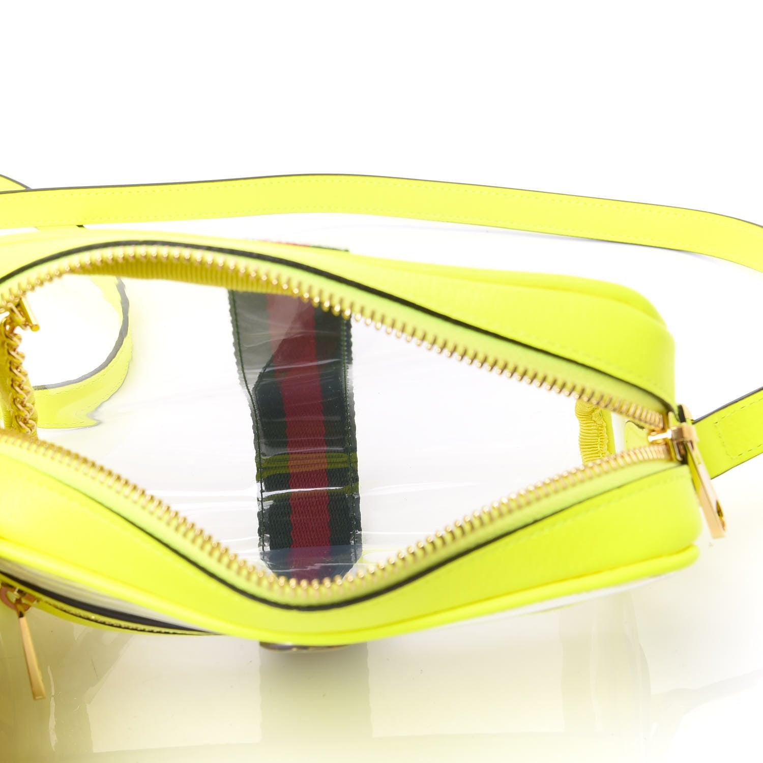 Gucci Vinyl Web Mini Ophidia Transparent Shoulder Bag Yellow Fluo 4 of 8