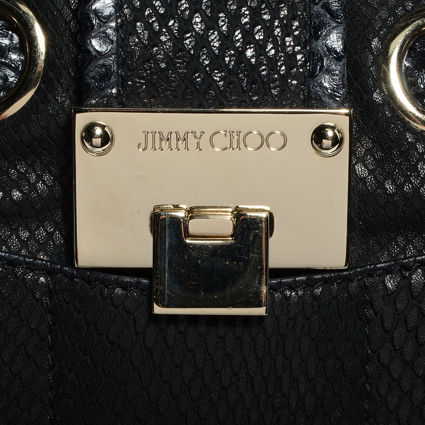 Snake Embossed Leather Ramona Black