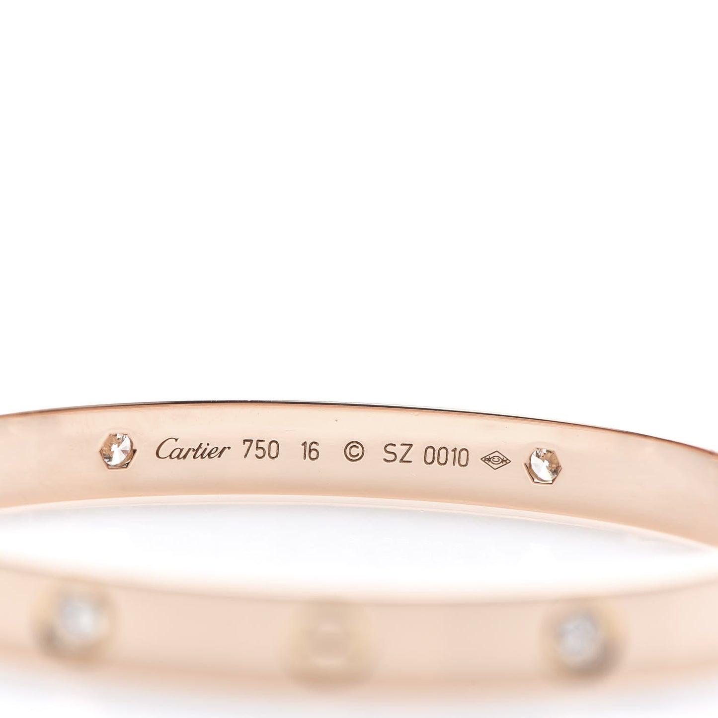 18K Pink Gold 4 Diamond LOVE Bracelet 16