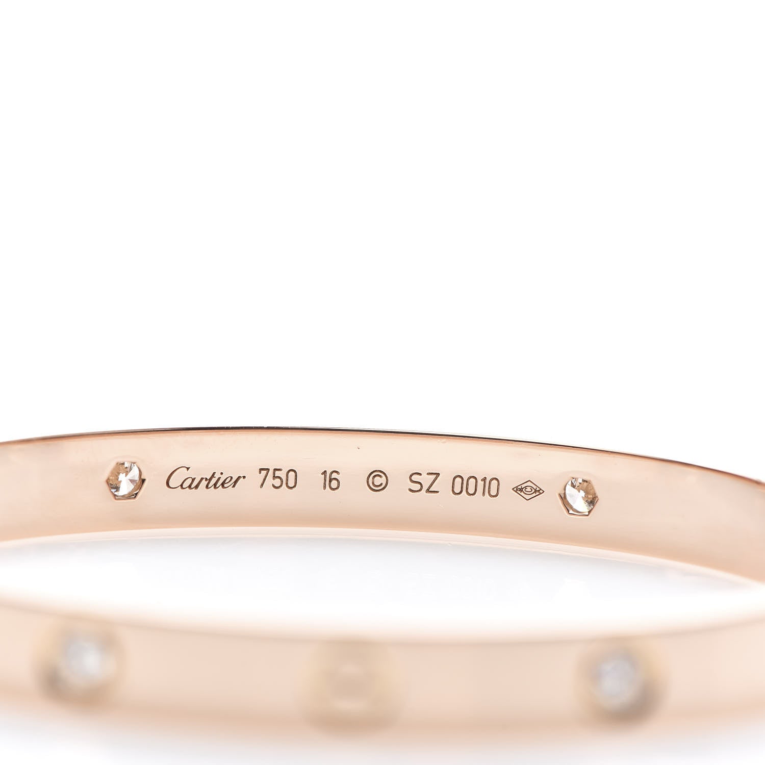 Cartier 18K Pink Gold 4 Diamond LOVE Bracelet 16 4 of 6
