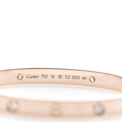 Cartier 18K Pink Gold 4 Diamond LOVE Bracelet 16 4 of 6