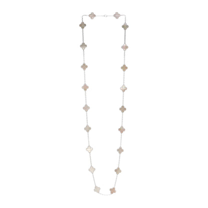 Van Cleef & Arpels 18K White Gold Mother of Pearl 20 Motifs Vintage Alhambra Necklace 3 of 5