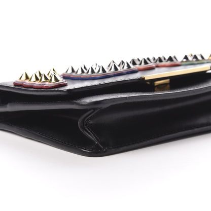 Fendi Vitello Liberty Fun Fair Metal Studded Tube Wallet on Chain Black Multicolor 6 of 8