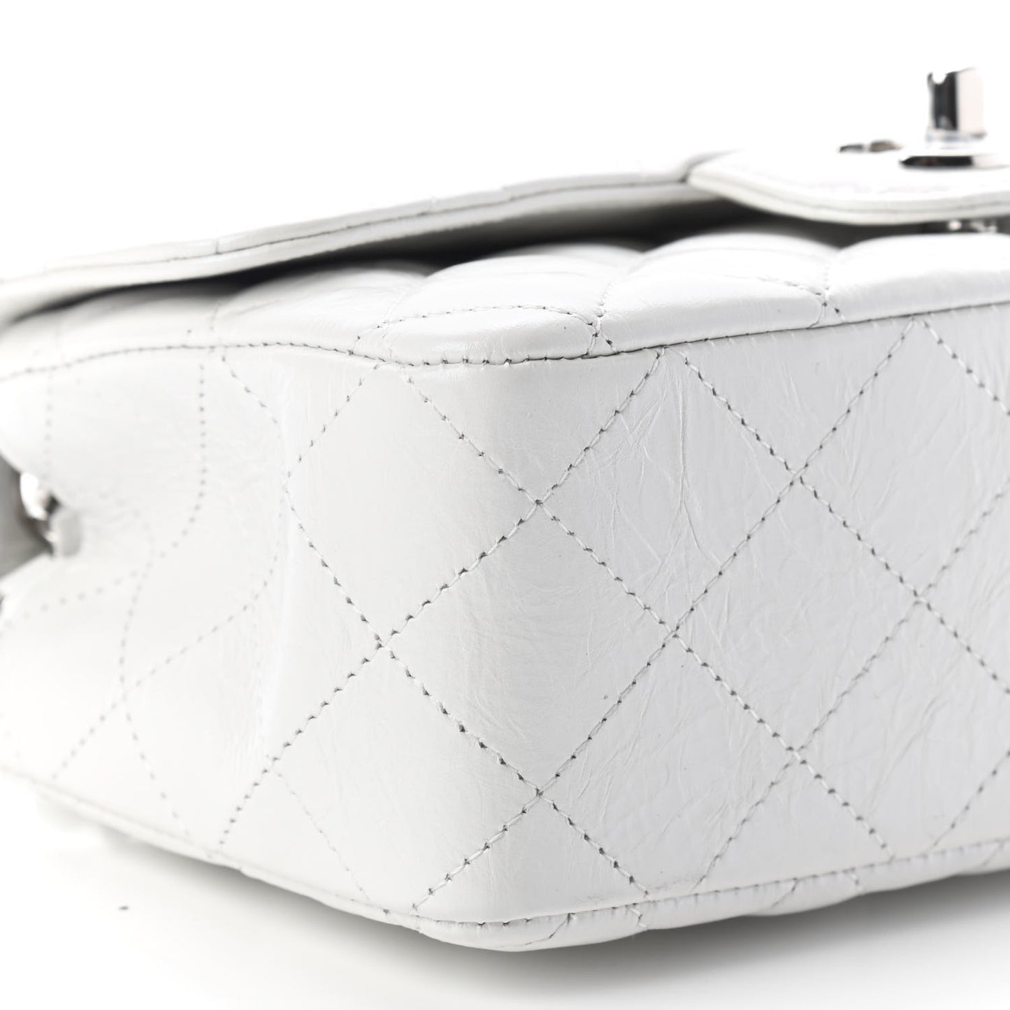 Calfskin Quilted Mini Rectangular Flap White