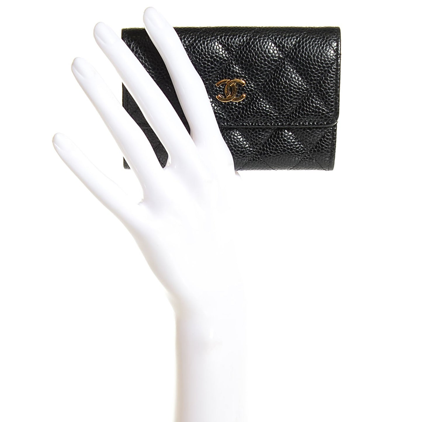 Caviar Quilted Flap Card Holder Black