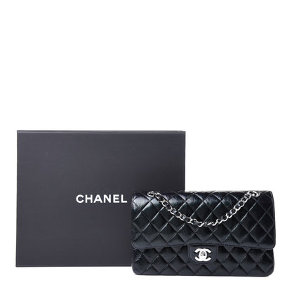 Chanel Iridescent Crumpled Calfskin Quilted Medium Double Flap Black 11 of 11