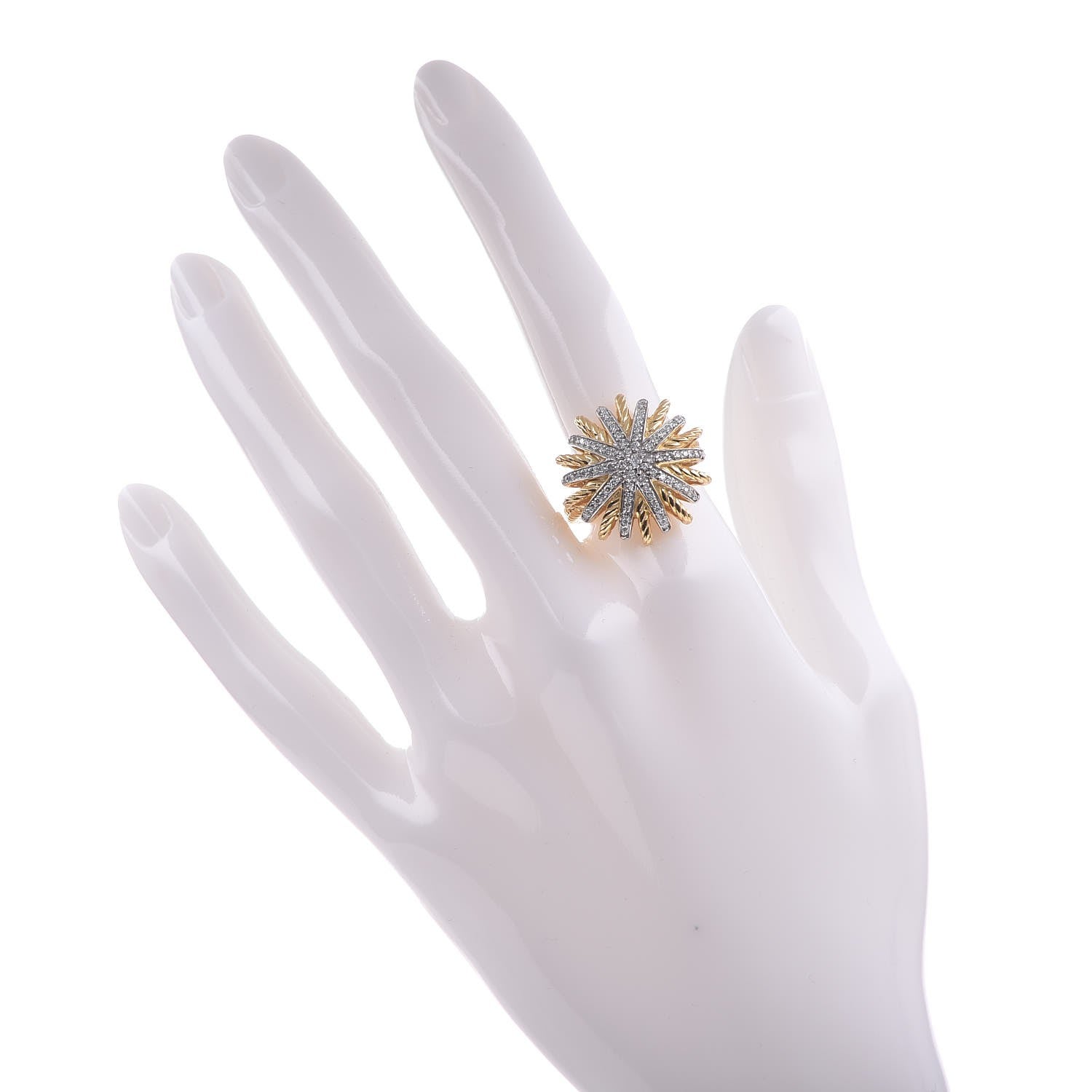 David Yurman 18K Yellow Gold Diamond 22mm Starburst Ring 54.5 7 2 of 6
