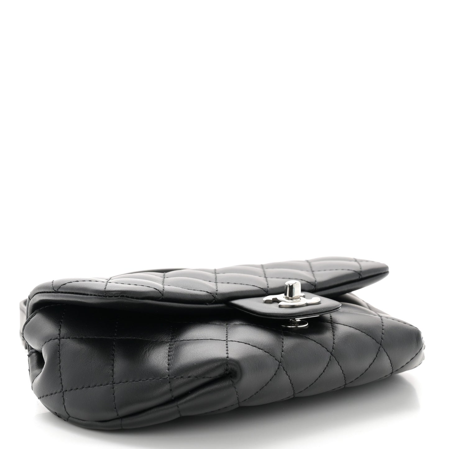 Calfskin Quilted CC Uniform Flap Belt Bag Black