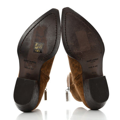 Saint Laurent Suede Leopard Lukas Zip Boots 36.5 Land 5 of 9