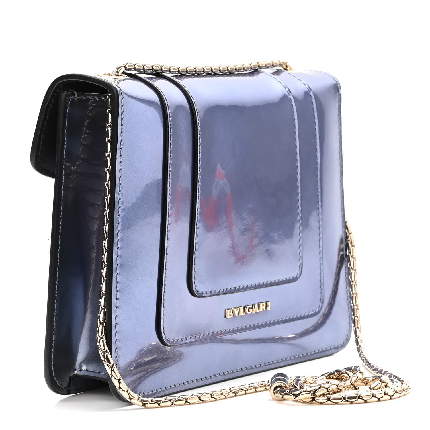 Bulgari Metallic Calfskin Serpenti Forever Crossbody Bag Blue 3 of 9