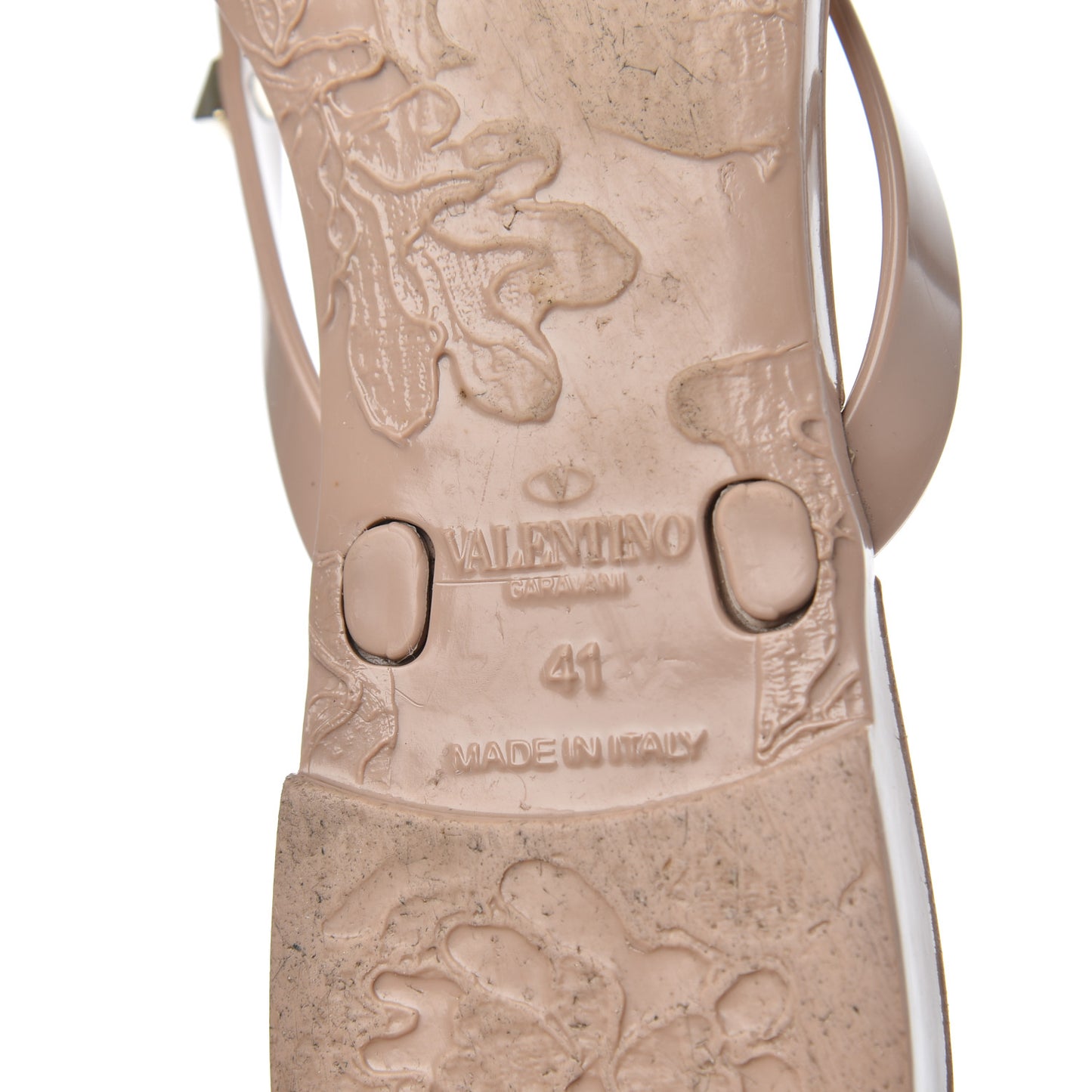 PVC Jelly Rockstud Bow Thong Sandals 41 Poudre