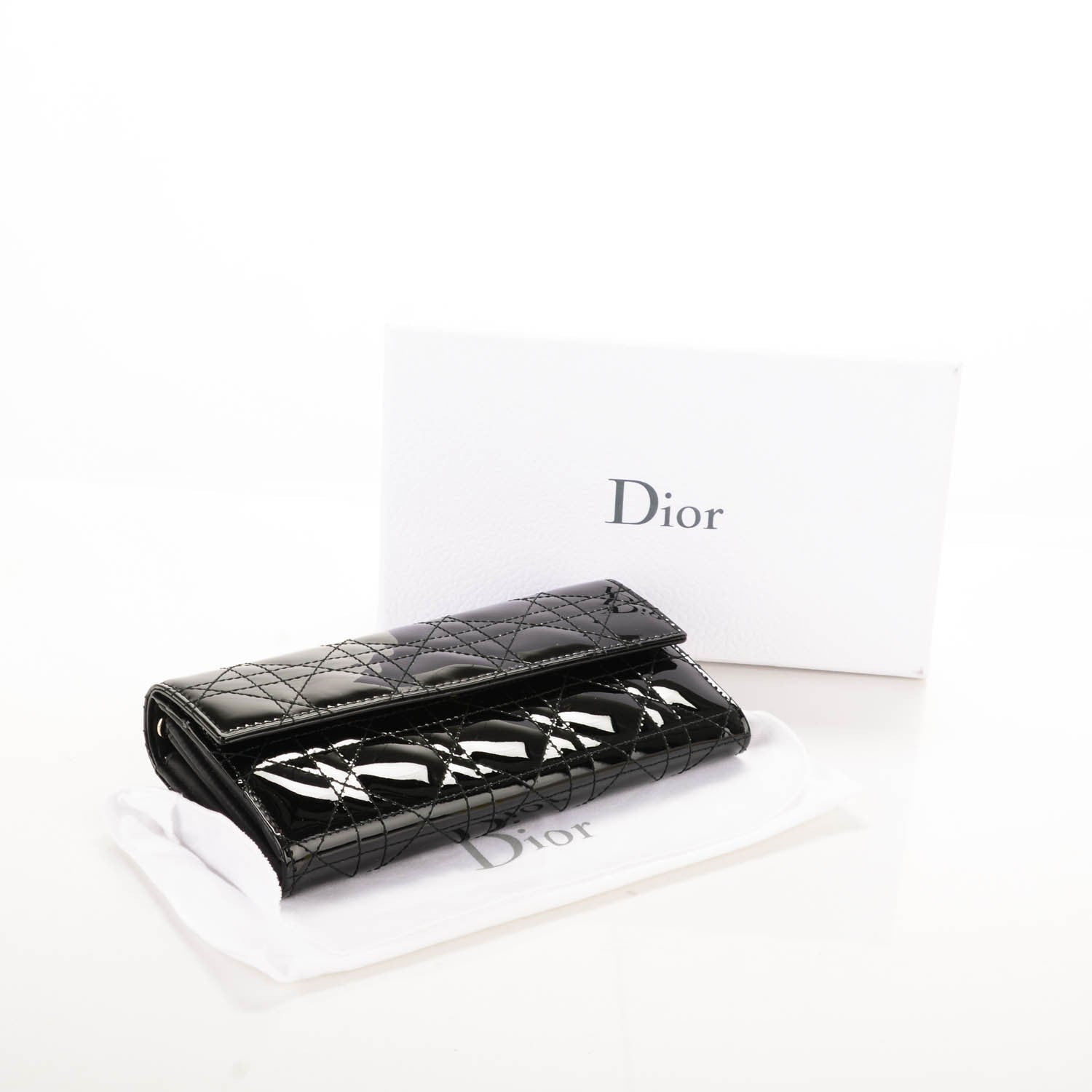 Christian Dior Patent Cannage Rendez-vous Chain Wallet Black 4 of 7