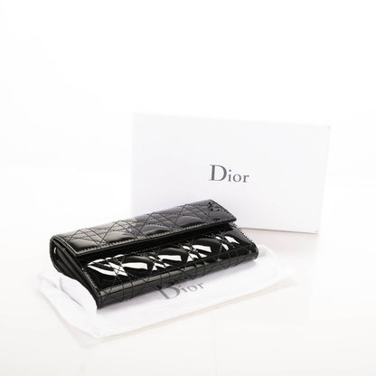 Christian Dior Patent Cannage Rendez-vous Chain Wallet Black 4 of 7