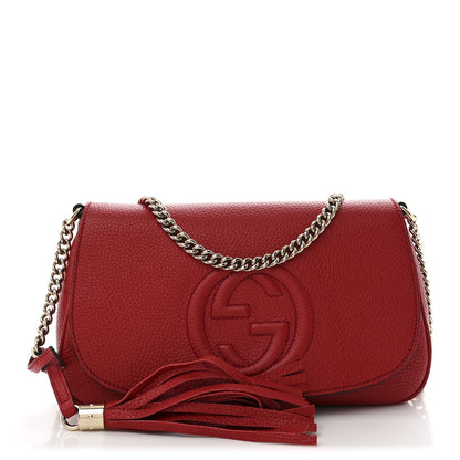 Gucci Pebbled Calfskin Medium Soho Flap Crossbody Vibrant Red 1 of 10