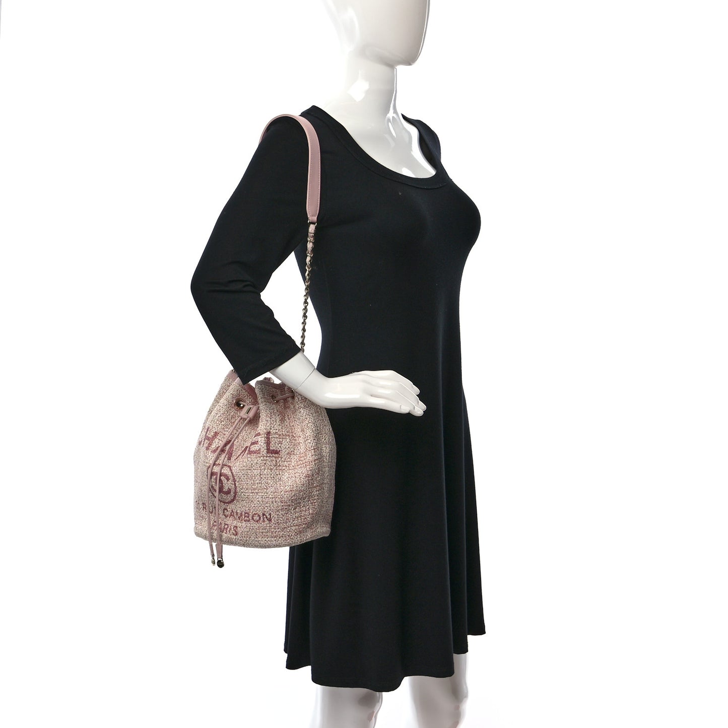 Lurex Boucle Deauville Drawstring Bag Pink