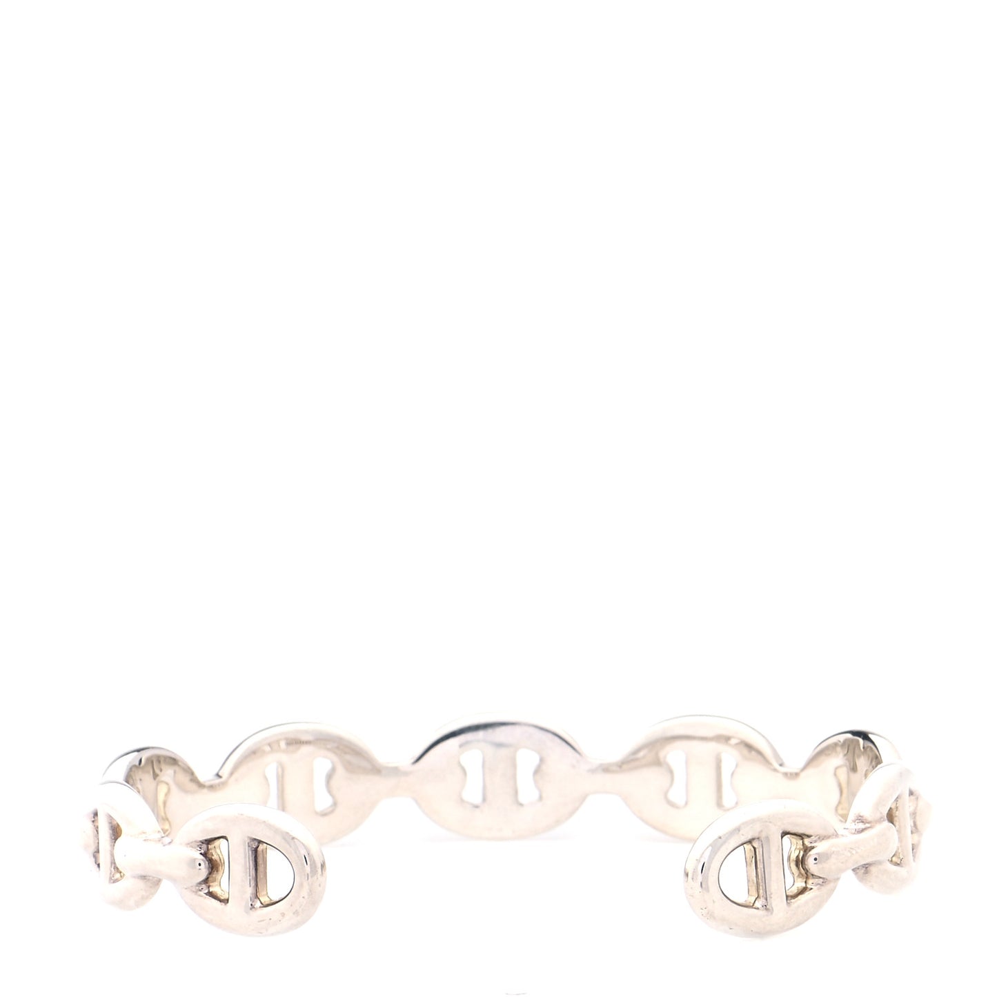 Sterling Silver MM Chaine d'Ancre Enchainee Cuff Bracelet SH