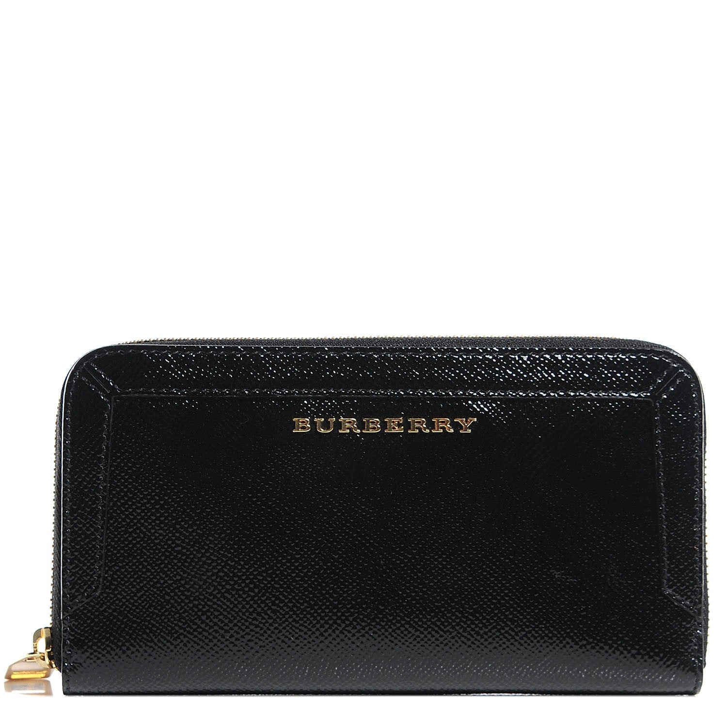 Burberry Patent London Leather Large Zippg Zip Around Wallet Black 1 of 8