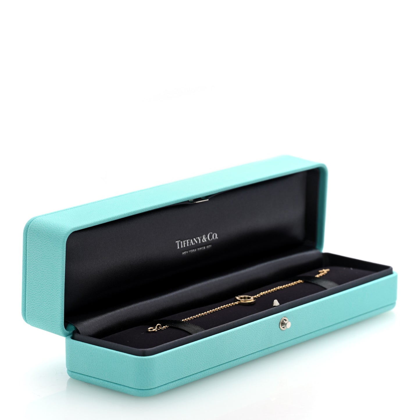 18K Yellow Gold Diamond Black Onyx T Circle Bracelet