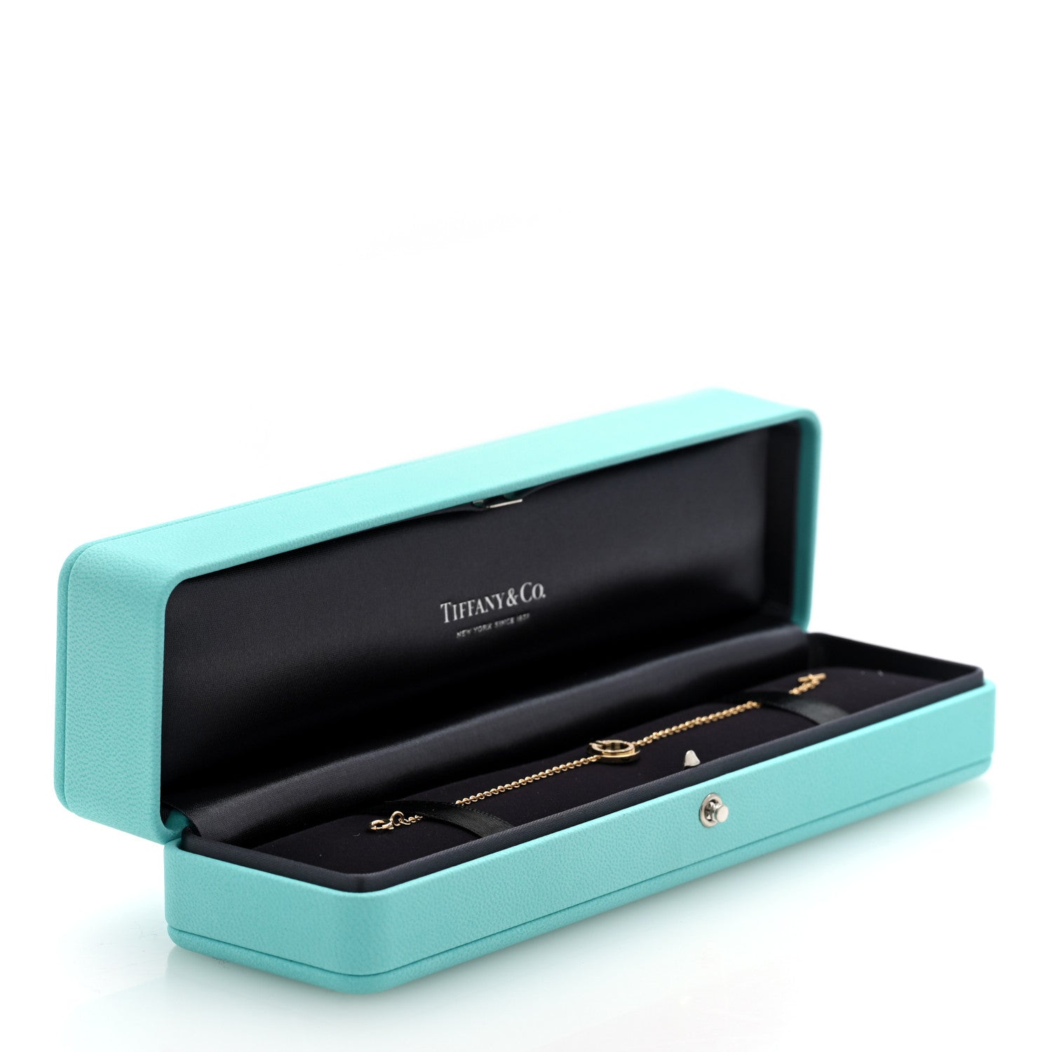 Tiffany 18K Yellow Gold Diamond Black Onyx T Circle Bracelet 5 of 5