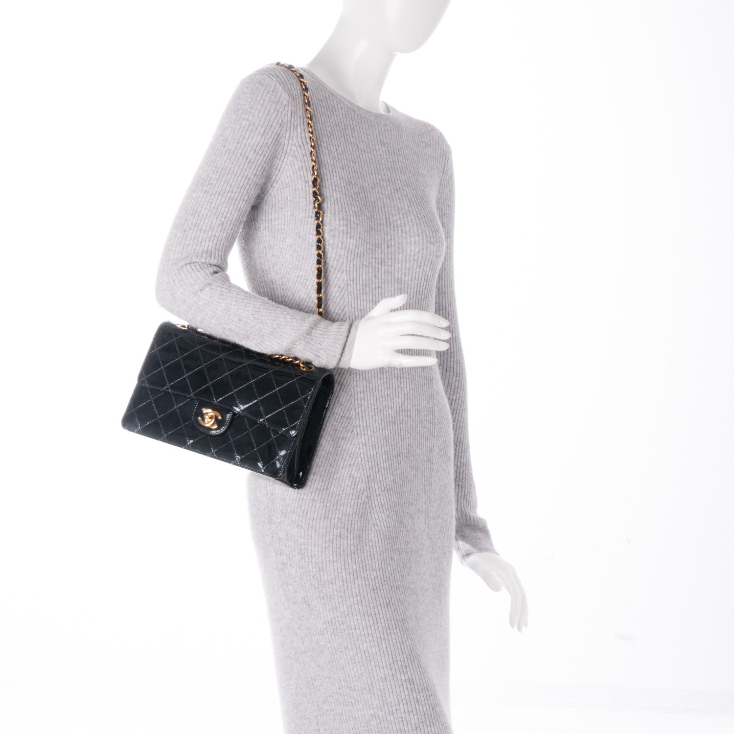 Chanel Patent Quilted Medium Single Flap Bag Black 3 of 9