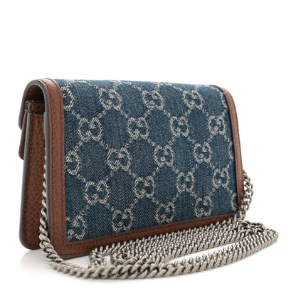 Gucci New Denim GG Monogram Dollar Calfskin Enamel Super Mini Dionysus Shoulder Bag Blue Tea Cuir Epilog Electric Blue 3 of 9
