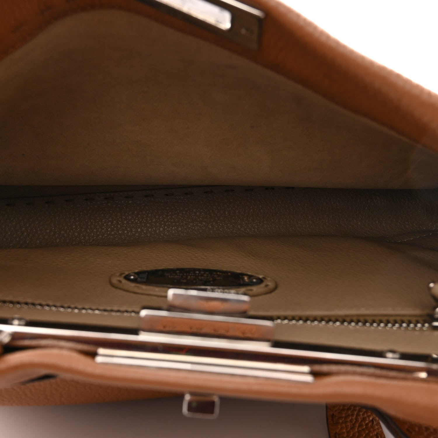 Fendi Cuoio Romano Selleria Bi-Color Medium Peekaboo Iconic Satchel Mou Deserto 6 of 12