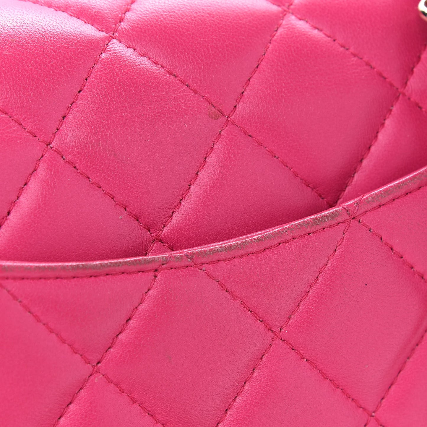 Lambskin Quilted Mini Rectangular Flap Fuchsia