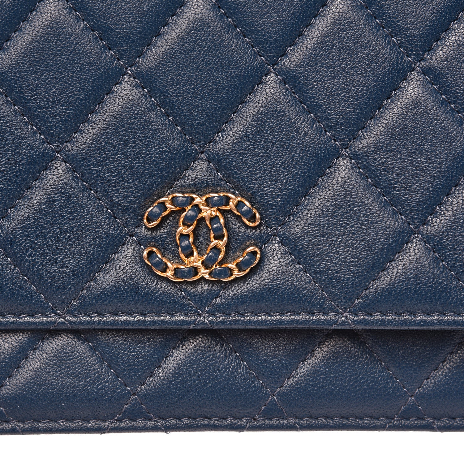 Chanel Goatskin Quilted 19 Wallet On Chain WOC Blue 9 of 14